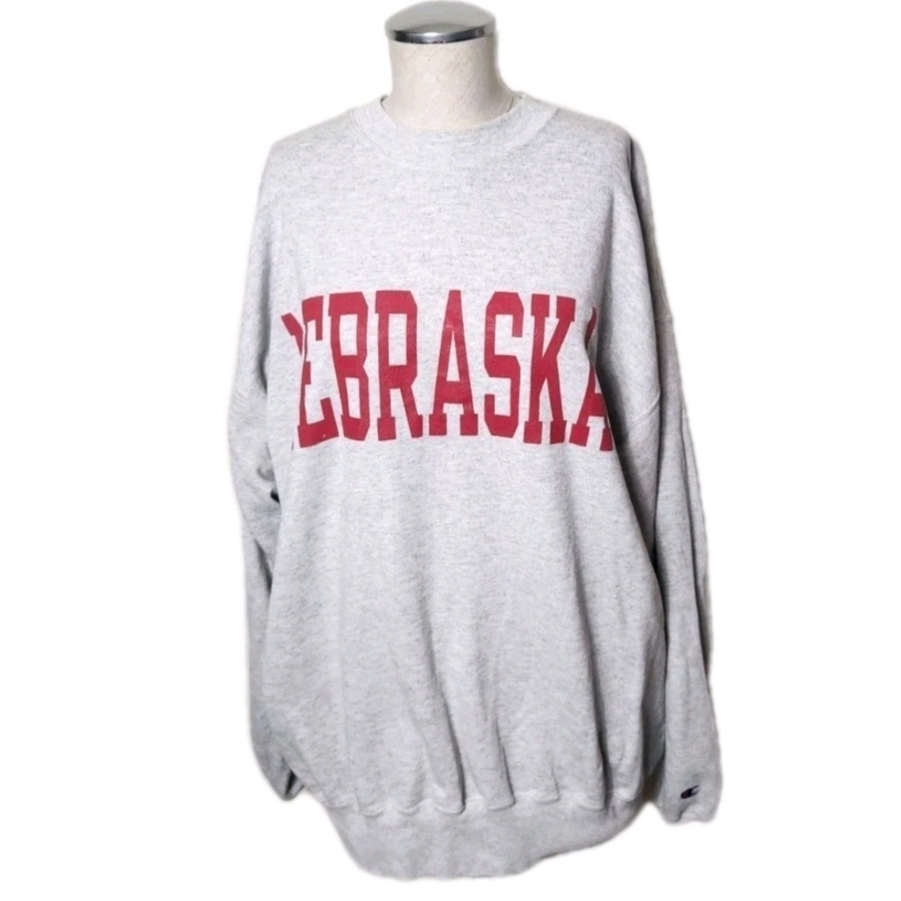 Vintage Champion Nebraska Corn Huskers Crew Neck Long Sleeve Sweater Size XL